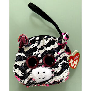 TY Beanie Babies Boos Flippables Sequin Wristlet 4.5" - Zoey the Zebra